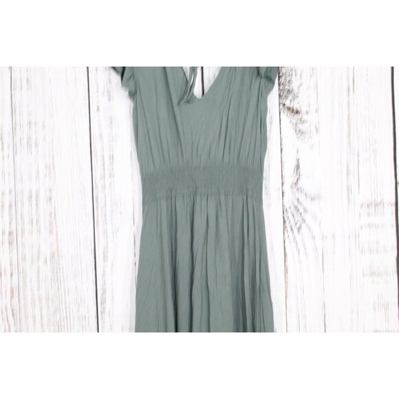 Venus Lascana Twist Front Smocked Waist Midi Dress Green Size Small - Picture 8 of 12